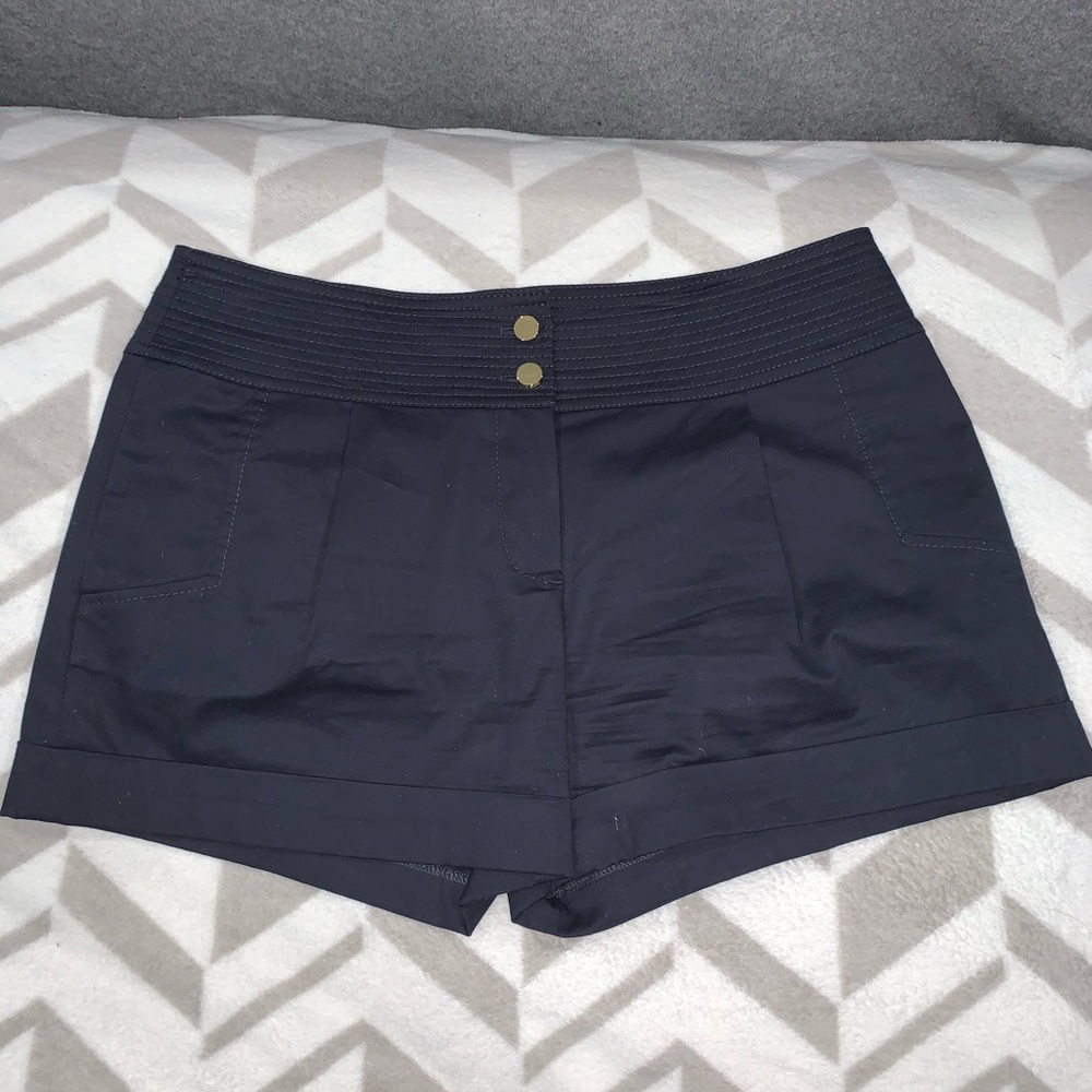 Tory Burch Navy Shorts with Gold Buttons